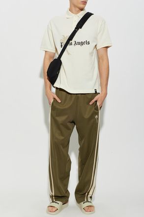 Palm Angels Printed Cotton Polo Shirt, Mens, Cream