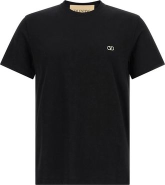 Valentino Garavani Katoenen T-shirt Met VLogo Borduursel - Heren - T-shirts - Zwart - L - Katoen - Tops