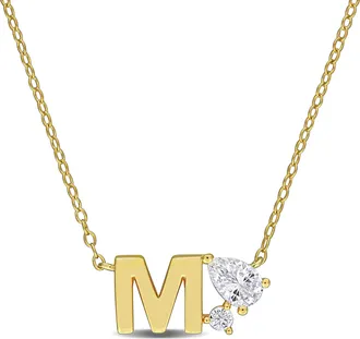 Mimi & Max 3/4ct TGW Created White Sapphire Q Initial Necklace Yellow Plated Sterling Silver