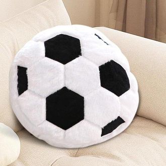 OEM Coj&iacute;n Mullido Con Forma De Bal&oacute;n De F&uacute;tbol (35 Cm) - Coj&iacute;n Deportivo Blanco Y Negro Para Habitaciones Infantiles, Sof&aacute; Y Dormitorio