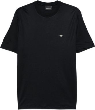 Emporio Armani T-shirt met logo-borduursel - Heren - T-shirts - Blauw - S - Katoen - Tops