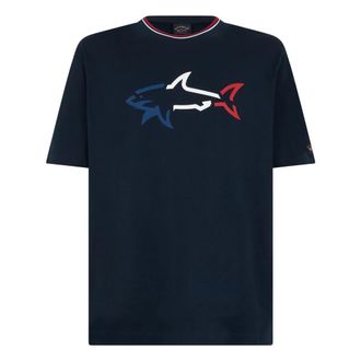 Paul & Shark Paul & Shark, T-Shirts, male, Blue, Size: 6XL Short-sleeve T-shirt with stylized logo