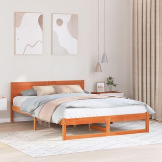 Berkfield Home Bed Frame Wax brown Solid Pine wood 150 x 200 cm Rectangular