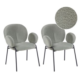 Beliani Beliani - Conjunto De 2 Sillas De Comedor Asiento Redondeado Tapicer&iacute;a Boucl&eacute; Verde Ely