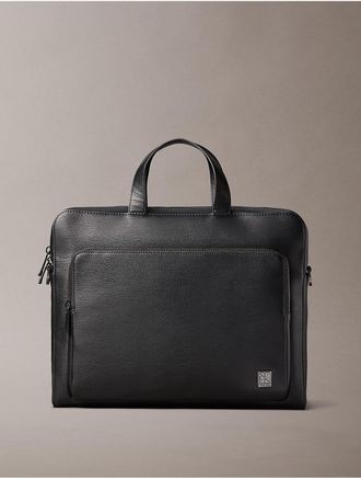 Calvin Klein Mens Emblem Logo Slim Commuter Bag - Black
