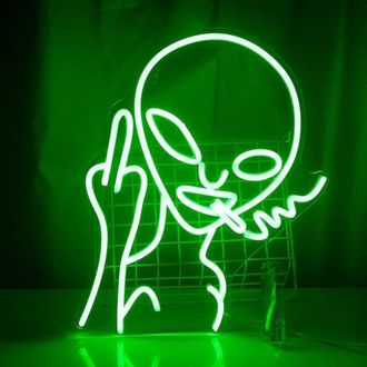 OEM Decoraci&oacute;n De Pared De Ne&oacute;n Alien&iacute;gena Verde Ahumado, Alimentada Por Usb Y Regulable, Adecuada Para El Hogar, Bar, Club, Fiesta