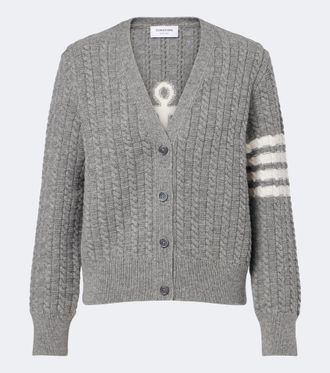 Thom Browne 4-Bar cable-knit virgin wool cardigan
