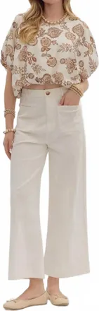Entro Cotton Wide Leg Pants In Off White