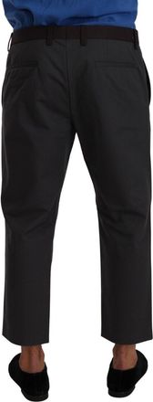 Dolce & Gabbana Mens Nylon-Cotton Striped Cropped Trousers Gray