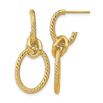 Diamond2Deal 14K Yellow Gold Textured Drop Dangle Earrings