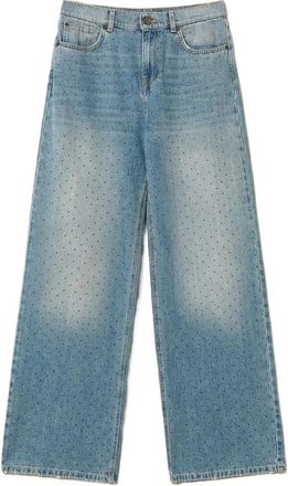 Twinset Jeans cinque tasche con strass - Dames - Loose Fit Jeans - Blauw - W27 - Katoen - Jeans