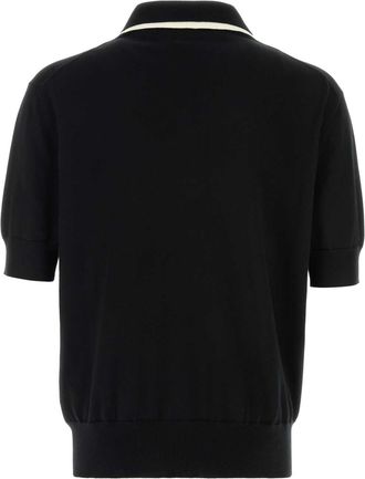 Jil Sander Mens Cotton Piqu&eacute; With Contrast Collar Polo Shirt Black