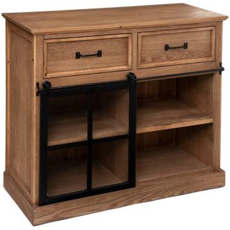 Atmosphera Atmosphera - Credenza a 1 anta danik in legno naturale 94x95cm cr&eacute;ateur dint&eacute;rieur