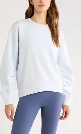 Zella Cozy Scuba Knit Crew Sweatshirt in Blue Ancient at Nordstrom Rack, Size X-Large