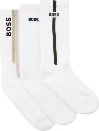 BOSS Boss Logo-intarsia Cotton-blend Socks - set of Three - White - XS