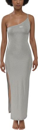 Off-white Grey Logo One Shoulder Midi Dress