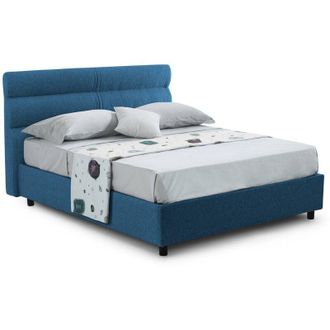 Dmora Letto Piazza e Mezza Brivio, Sfoderabile, Contenitore Made in Italy, blu