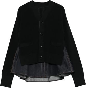 sacai Cardigan a coste - Nero