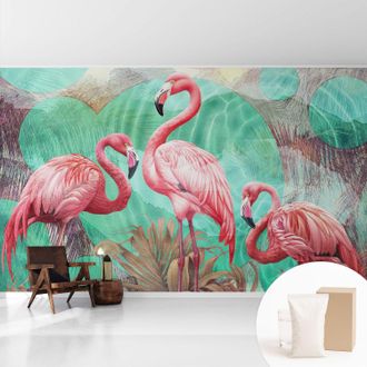 Tulup Fototapete Tapete Vliestapete Mit Kleber - Trendige Wanddeko - Schlafzimmer - Wohnzimmer Exotische V&ouml;gel 416x254 Cm