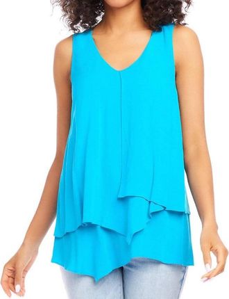 Karen Kane Layered Tank Top In Blue
