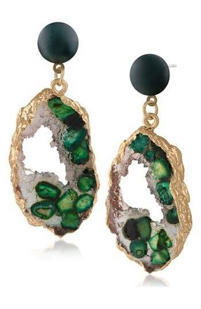 Jardin Faux Stone Resin Drop Earrings in Green/Gold at Nordstrom Rack