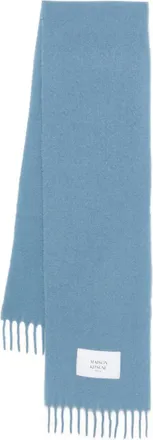 Maison Kitsuné Sciarpa con frange e applicazione logo - Blu