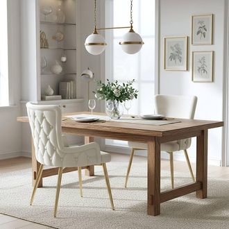 Merax Set of 2 Upholstered Wingback Dining Chair with Metal Legs in Beige