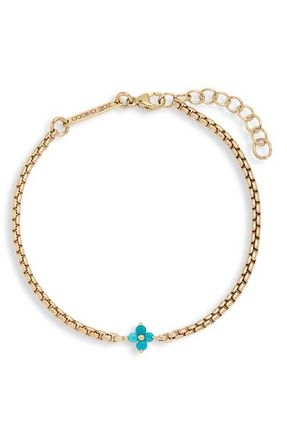 Zo&euml; Chicco 14K Gold Turquoise Quad Bracelet in 14K Yellow Gold /Turquoise at Nordstrom, Size 7