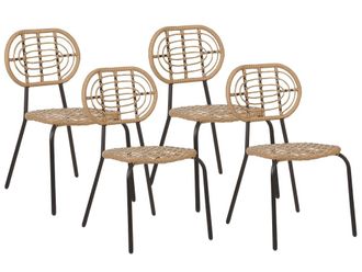 Beliani Conjunto de 4 sillas de jard&iacute;n natural