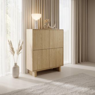 Dmora Aparador Hasareti, Mueble 4 Estantes, Puertas Abatibles, 4 Puertas, 104x38x124h Cm, Color Roble Marr&oacute;n