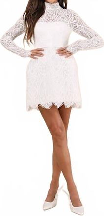 Lulus Gorgeous Attraction Lace Structured Long Sleeve Mini Dress In White