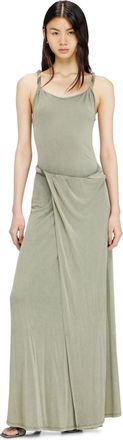 Diesel Jersey maxi dress with twisted details - Dresses - Woman - Green