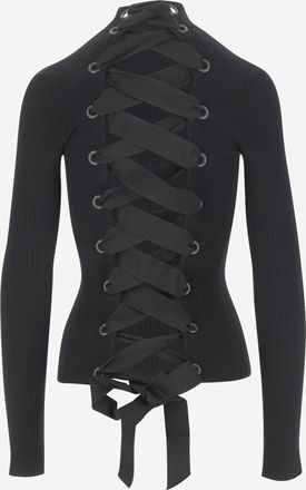 Balenciaga Womens Viscose Blend Turtleneck Pullover Black Sweater