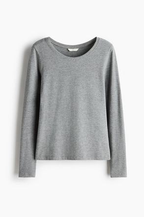 H&M Figurnahes Baumwollshirt - Grau