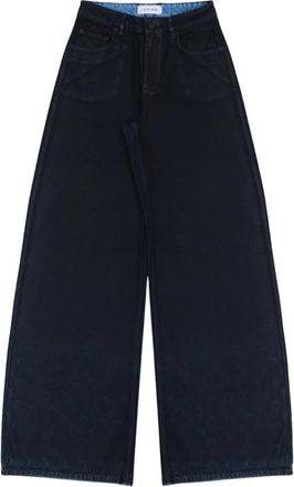 Marine Serre Moon Waxed Denim High-Waist Flare Jeans - Dames - Loose Fit Jeans - Zwart - M - Denim - Jeans