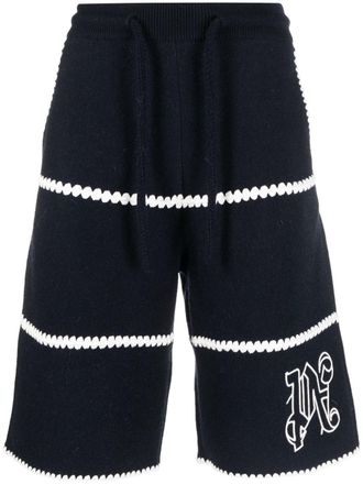 Palm Angels Shorts con ricamo monogramma - Blu