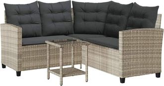 vidaXL Divano Giardino Tavolo e Cuscini a l Grigio Chiaro Polyrattan - Vidaxl