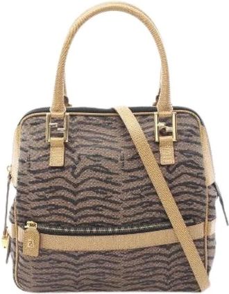 Fendi Pre-owned Zebra 2way Tote Bag - Dames - Vintage Handtas - Bruin - ONE Size - Leer - Vintage