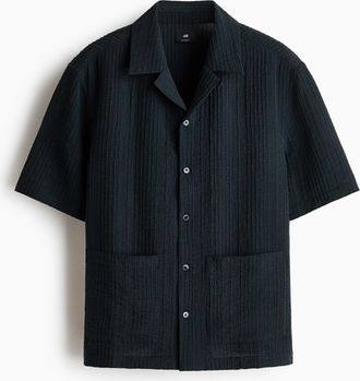 H&M Freizeithemd in Relaxed Fit - Schwarz