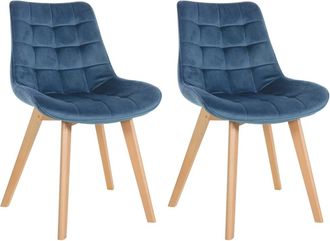 Clp Set de 2 Sillas de comedor en Terciopelo Azul