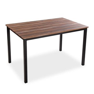 VERSA Mesa de comedor 6 personas en aglomerado efecto madera y metal negro