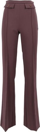 Elisabetta Franchi Wide Trousers, female, Red, Size: S Double Crepe Trousers