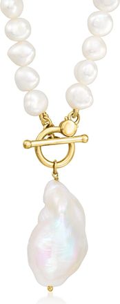 Ross-Simons 5-15mm Cultured Baroque Pearl Toggle Necklace in 18kt Gold Over Sterling