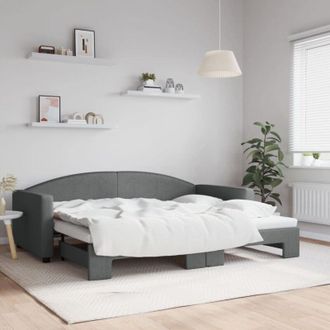 vidaXL Sof&aacute; Cama Nido Tela Gris Oscuro 90x200 Cm Vidaxl
