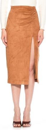 Alexia Admor Zayla Faux Suede Pencil Skirt in Camel at Nordstrom Rack, Size X-Small