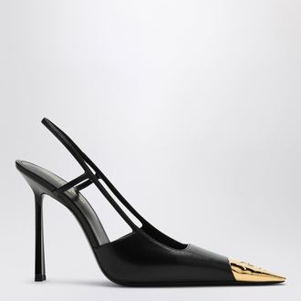 Saint Laurent D&eacute;collet&eacute; slingback Jeanne nere in pelle