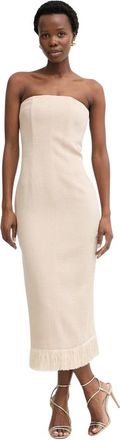 Simona Corsellini Midi Jurk - Dames - Feestkleedjes - Beige - S - Leer - Kleedjes