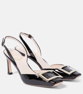 サンダル・ミュール Roger Vivier Silver Sandal With Jewelled Heel Crystal-embellished metallic leather slides in silver