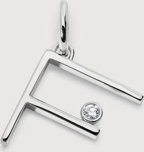 Monica Vinader Sterling Silver Solitaire Diamond Initial F Pendant Lab Grown Diamond