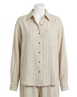 Z Supply Alfie Striped Button Up Top In Beige